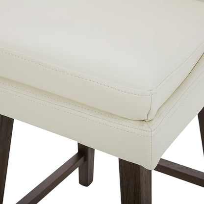 CHITA Counter Height Swivel Barstool, FSC Certified Upholstered Bar Stool, 26.8" H Seat Height, PU Leather in Pure White