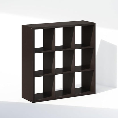 Furinno Cubic Closet Organizers and Storage, 9-Cube Closet Organizer, Open Shelf Closet Storage, Extra Thick Frame for Wardrobe, Bedroom, Living Room, Dark Oak