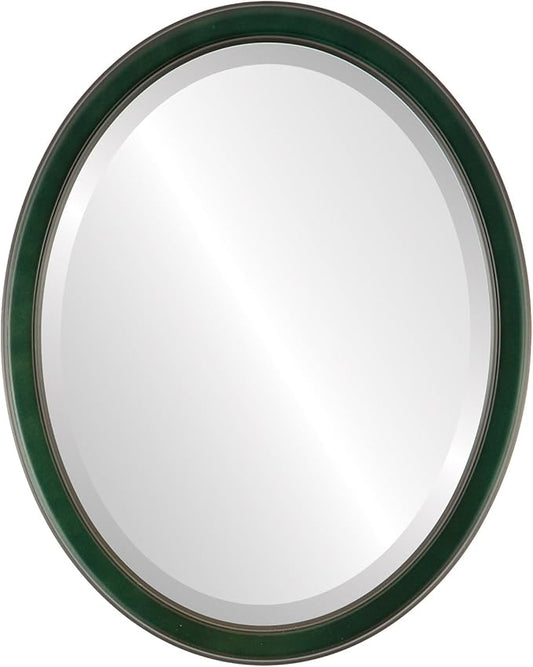 OVALCREST Oval Beveled Wall Mirror for Home Decor - Toronto Style - Hunter Green - 18" x 14"