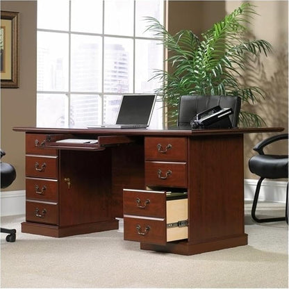 Pemberly Row Classic Home Office Executive Computer Desk in Cherry