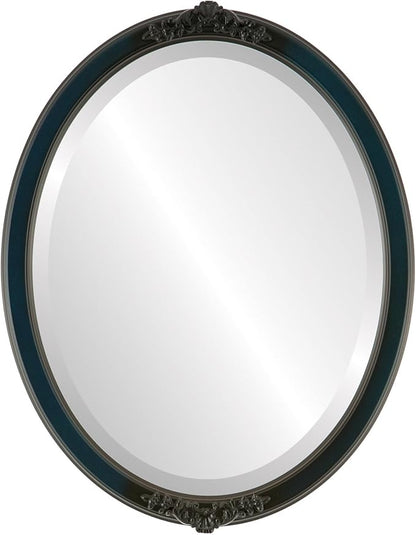 OVALCREST Oval Beveled Wall Mirror for Home Decor - Athena Style - Royal Blue - 21" x 17" Outside Dimensions