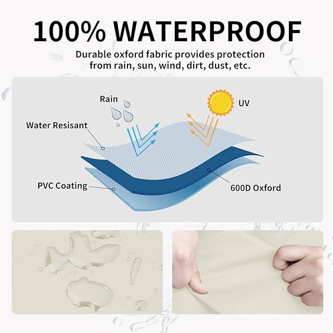 Easy-Going Waterproof Patio Loveseat Cover, Heavy Duty Windproof Outdoor Furniture Cover with Air Vent (90Wx40Dx33H inch, Beige/Dark Brown)