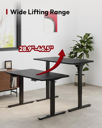 SANODESK Standing Desk Height Adjustable Electric Stand up Desk 40x24 Inches Sit Stand Home Office with Splice Board, Black Frame/Black Top