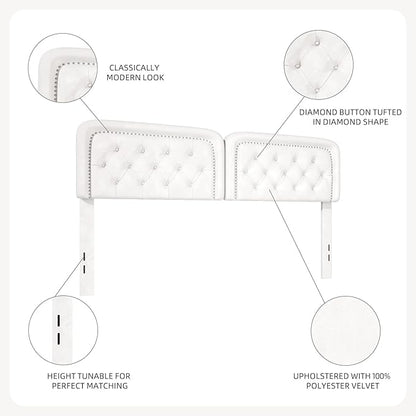 Tufted Upholstered Headboard King Size, Button Adjustable Height King Head Board Only, Sturdy and Durable Solid Wood with Nailhead Trim Headboards, Ideal for Bedroom, Dorm, Guest Room,Beige