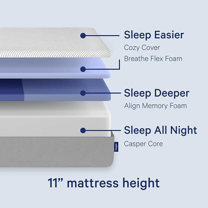Casper Sleep Original Foam King Mattress – Medium Firm Feel with Zoned Support – Motion Isolation – Breathable, Cooling Memory Foam – 100-Night Trial – CertiPUR-US