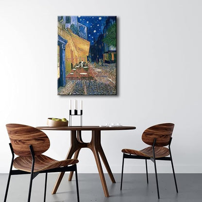 Wieco Art Cafe Terrace at Night Canvas Prints Wall Art by Van Gogh Classic Oil Paintings Reproduction Large Gallery Wrapped Cityscape Picture Giclee Artwork for Dining Room Home Office Decorations