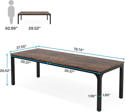 Tribesigns 78.7 Inches Extra Long Computer Desk 2 Person Desk, Double Long Desk, Workstaion for Home Office, Brown+Black