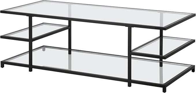 Henn&Hart 54" Wide Rectangular Coffee Table in Blackened Bronze, for Home, Living Room, Bedroom, Entertainment Room, Office