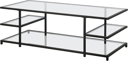 Henn&Hart 54" Wide Rectangular Coffee Table in Blackened Bronze, for Home, Living Room, Bedroom, Entertainment Room, Office
