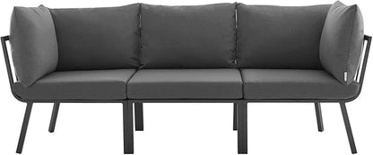 Modway Riverside Outdoor Furniture, 3-Piece Set, Gray Charcoal