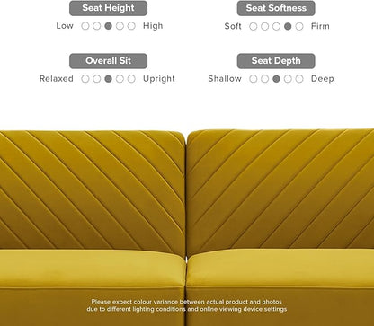 mopio 76.4" Futon Sofa Bed, Couch, Loveseat, Sleeper Sofa, Mid Century Modern Futon Couch, Sofa Cama, Couches for Living Room (Antique Gold Premium Velvet)