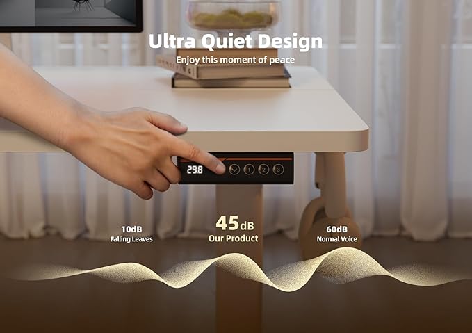 YDN Electric Standing Desk Adjustable Height, 55 x 24 Inches Stand up Desk with Cable Management, Home Office Desks with Splice Board, Warm White