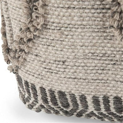 SIMPLIHOME Sweeney Boho Square Pouf in Grey, Natural Handloom Woven Pattern for the Living Room, Bedroom and Kids Room