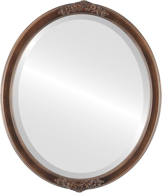 OVALCREST Oval Beveled Wall Mirror for Home Decor - Athena Style - Sunset Gold - 26" x 20" Outside Dimensions