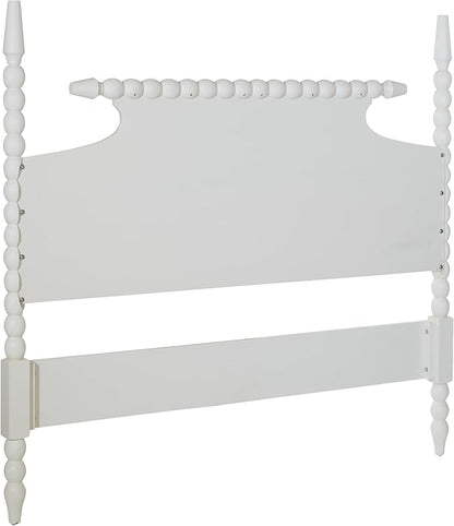 OSP Home Furnishings Spindle Design Cottage Style Headboard, 63.5 x 58.75 inches, Sandcastle Antique White Finish, Queen Size