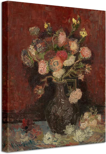 Wieco Art Vase with Chinese Asters and Gladioli by Van Gogh Famous Oil Paintings Reproduction Modern Abstract HD Canvas Prints Wall Art Flowers Artwork Pictures for Bedroom Kitchen Home Decorations