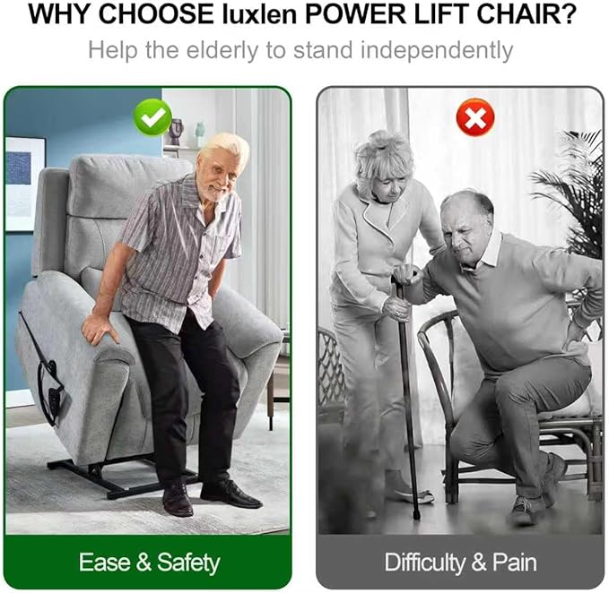 PELUMY Power Lift Recliner Chair for Elderly with Massage and Heat, Dual Motor Heavy Duty 350lbs Recliner, 8-Point Vibration & Lumbar Heating, Electric Lift Chair (Chenille, Light Grey)