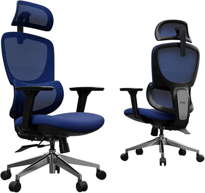 Ergonomic Office Chair, High Back Desk Chair with 4D Armrests, 135° Reclining Swivel Chair with 3-Level Tilt Lock, 2D Headrest & Sliding Seat, Dual Back Support, Adjustable Lumbar, Heavy Duty 1600 lbs