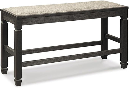 Signature Design by Ashley Tyler Creek Urban Farmhouse Counter Height Upholstered Dining Bench, Almost Black