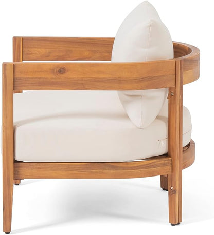 Christopher Knight Home Brooklyn Outdoor Club Chair with Cushions - Acacia Wood - Teak/Beige