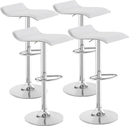 VECELO Bar Stools Set of 4, Armless Adjustable Swivel Barstools, Modern Backless Counter Height Stools for Kitchen, Island, Bar, Pearl White