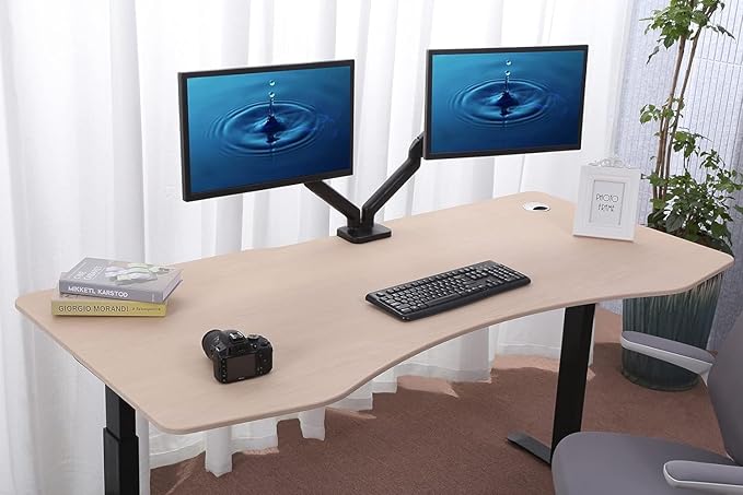 ApexDesk Elite Pro Series 71" x 33" Electric Height Adjustable Stand up Desk, Sit Stand Home Office Desk, Computer Desk - Curved Oak/Black