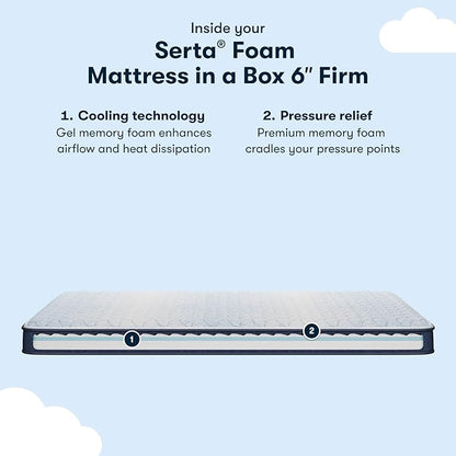 Serta Sleeptrue Firm 6" Twin Memory Foam Mattress in a Box, Cooling, Breathable, and Pressure Relieving - 100 Night Trial, CertiPUR-US Certified and 10 Year Limited Warranty