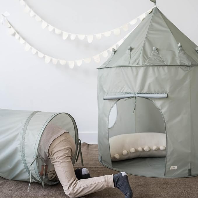3 Sprouts Kids Play Tent - Sustainable Recycled Fabric – Fun Spacious Childs Playhouse for Indoor Games for Boys & Girls - Durable Fort Pop Up House for Toddlers & Children Age 3-10 - Green