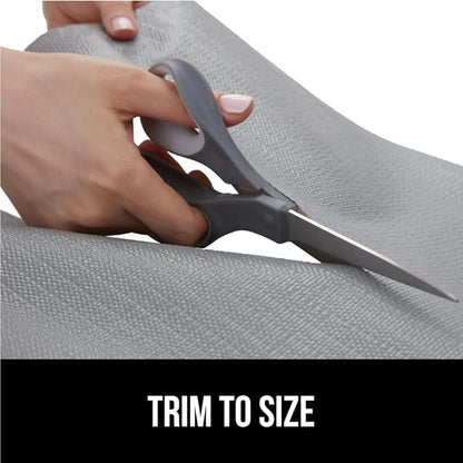 GORILLA GRIP DripGuard Shelf Liner, Non Adhesive Drawer and Kitchen Cabinet Protector, 24x240 Inch, Slip Resistant BPA Free Smooth Surface Plastic Liners for Cabinets, Bathrooms, Closets, Gray