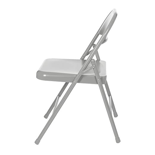 OEF Furnishings OEF900 Series Premium Lightweight All-Steel Folding Chairs (4-Pack, Gray)