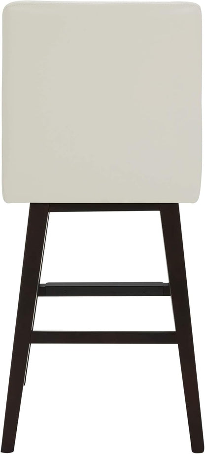CHITA Counter Height Swivel Bar Stools Set of 3, FSC Certified Upholstered Faux Leather Barstool Chairs with Back, 26.8" H Seat Height, PU Leather in Pure White