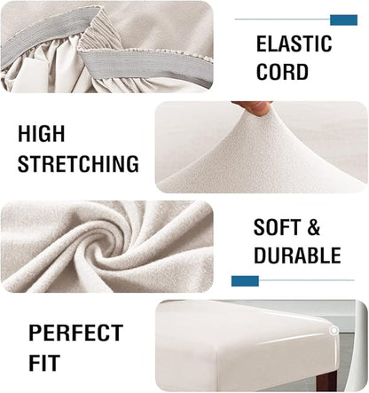 H.VERSAILTEX 100% Waterproof Bar Stool Cover Stretch Counter Stool Pub Chair Slipcover for Dining Room Removable Soft Thick Solid Fleece Fabric Bar Stool Slipcovers Set of 4, Ivory