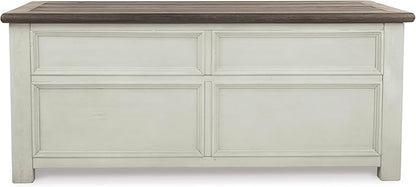 Signature Design by Ashley Bolanburg Lift-Top Coffee Table with Storage Two-Tone Rustic Farmhouse Cocktail Table – Brown/White