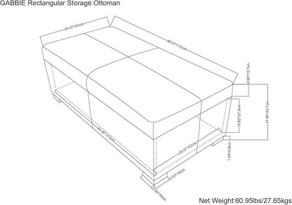 SIMPLIHOME Gabbie 48 inch Wide Contemporary Rectangle Rectangular Storage Ottoman in Distressed Chestnut Brown Vegan Faux Leather, Assembled, For the Living Room, Entryway and Family Room