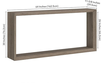 Henn&Hart 64'' Wooden Rectangular Console Table Entryway Table, Sofa Table with Wooden Shelf for Entryway, Living Room, Couch, Hallway, or Office, Antiqued Gray Oak