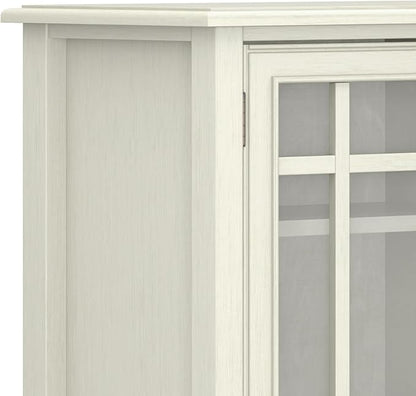 SIMPLIHOME Connaught SOLID WOOD 46 inch Wide Traditional Tall Storage Cabinet in Antique White for the Living Room, Entryway and Family Room