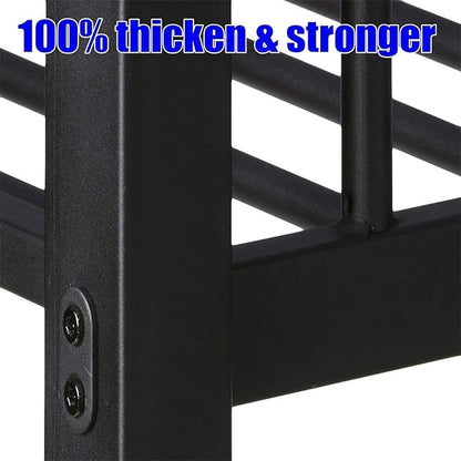 Latest Upgrade & Stronger Steel Queen Over Queen Bunk Bed, Heavy Duty Thickened More Rust-Proof Metal Bunk Queen Bed with Enhanced Legs & Slats (Easier Assembly)