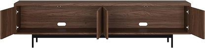 Henn&Hart Rectangular TV Stand for TV's up to 85" in Satin Walnut, for Home, Living Room, Bedroom, Entertainment Room, Office