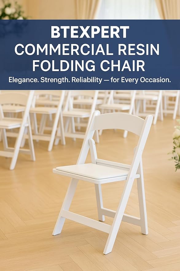 BTEXPERT Resin Folding Chair Vinyl Padded Seat Indoor Outdoor Lightweight Set for Home Event Party Picnic Kitchen Dining Church School Weddings Set of 2