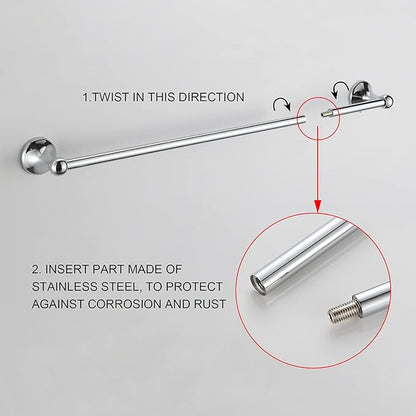 BGL Bathroom Hardware Set Chrome Adjustable Expandable Bath Towel Bars Bathroom Accessory Set Towel Racks 8-Pieces Wall Mount