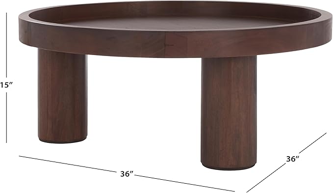 SAFAVIEH Home Collection Meek Brown 3-Leg Round Coffee Table