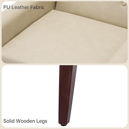 Accent Chair, Mid-Century Modern PU Leather Chairs with Arms for Living Room, Comfy Upholstered Club Single Sofa Armchair