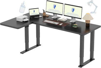 FLEXISPOT 4-Leg L-Shaped Standing Desk, 71 x 43 Inches Electric Height Adjustable Desk with Memory Controller, 220lb Load Capacity, Reversible L/R Corner Desk for Home Office, Gaming & Study, Black