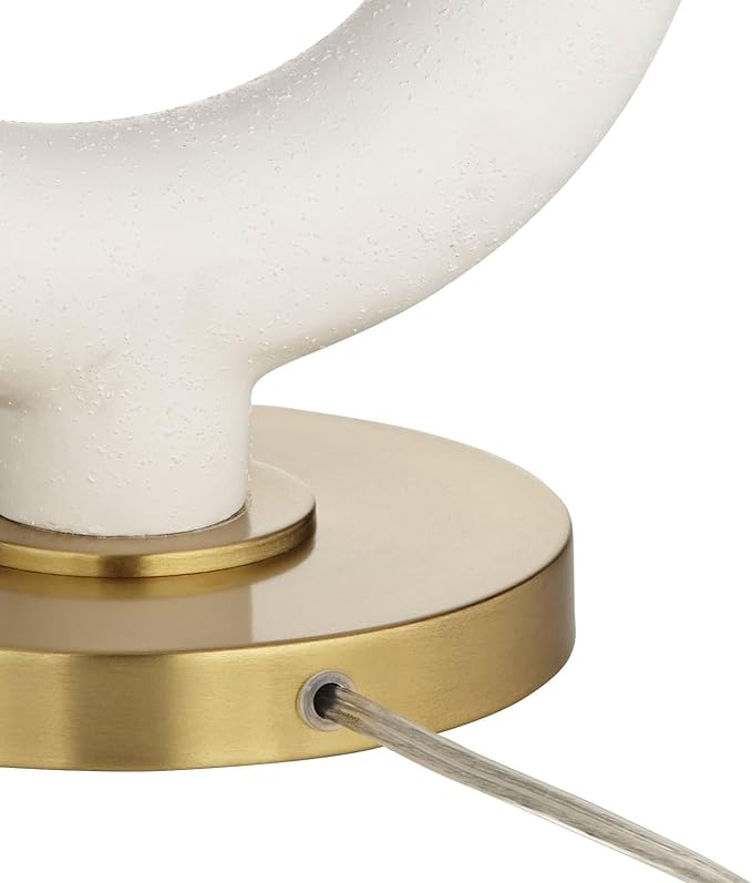 Possini Euro Design Athena 30 3/4" Tall Open Circle Large Mid Century Modern End Table Sculptural Lamp Pull Chain White Finish White Shade Living Room Bedroom Bedside Nightstand House Office Home