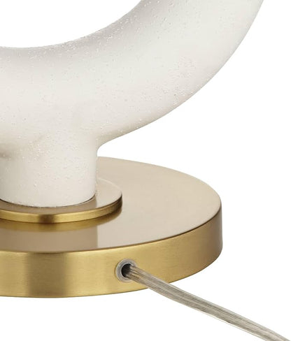 Possini Euro Design Athena 30 3/4" Tall Open Circle Large Mid Century Modern End Table Sculptural Lamp Pull Chain White Finish White Shade Living Room Bedroom Bedside Nightstand House Office Home