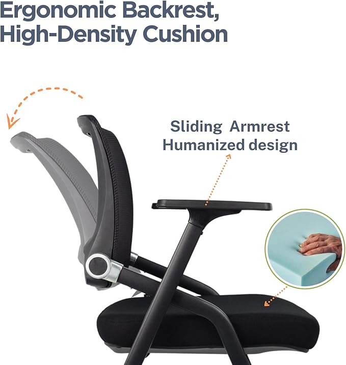 30 Pack Foldable Office Chairs with Wheels, Mesh Back, Arms and Portable - Folding Office Chairs Stackable for Conference Room Chair, Office Guest & Reception & Meeting Chair - (Black) 300 lbs.