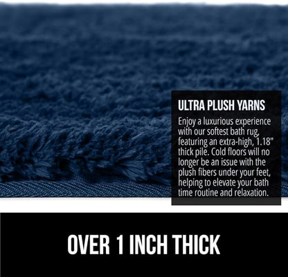 GORILLA GRIP Bathroom Rugs, Ultra Soft Absorbent Mat, Thick Plush Bath Rug, Machine Washable, Microfiber Quick Dry, Mats for Shower, Bathtub and Floor, Home Decor Accessories, 24x17, Navy Blue