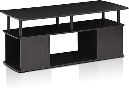 Furinno Jaya Coffee Table, Rectangle Modern Coffee Table with Open Shelf, Side Table with Side Storage, for Living Room, Bedroom, Home Office, Black