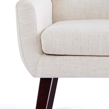 HUIMO Upholstered Accent Chairs Set of 2,Button-Tufted Reading Comfy Living Room Chair with Wooden Legs,Mid Century Modern Chair with Linen Fabric,Club Chair Comfy Arm Chairs for Bedroom,Beige