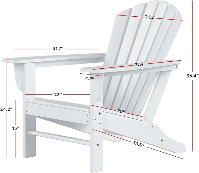 Costaelm Outdoor Adirondack Chair, HDPE Patio Chair, Weather Resistant Lawn Firepit Outside Chairs for Porch, Poolside, Garden, Backyard Deck, Lime